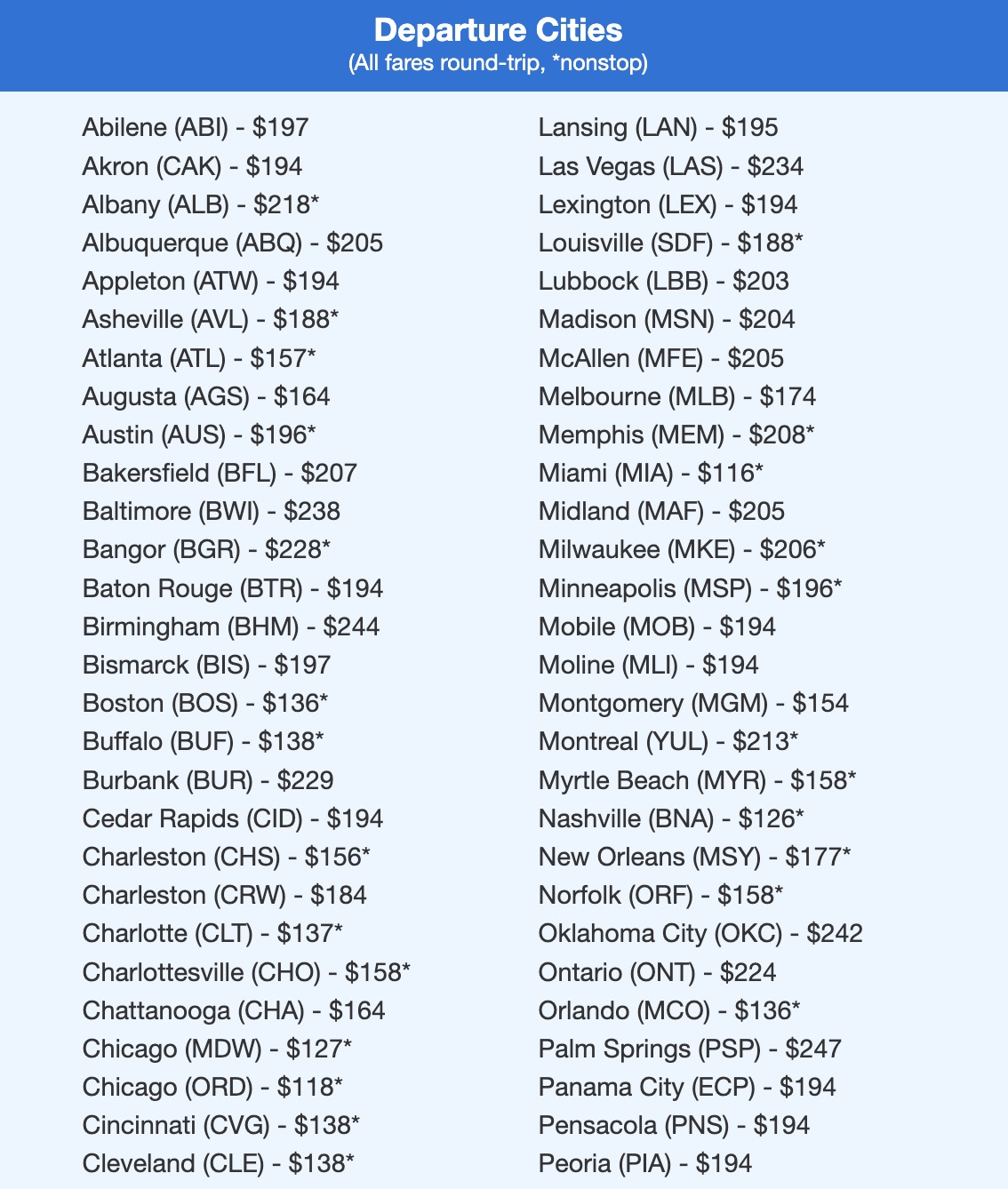 NYC flight deal