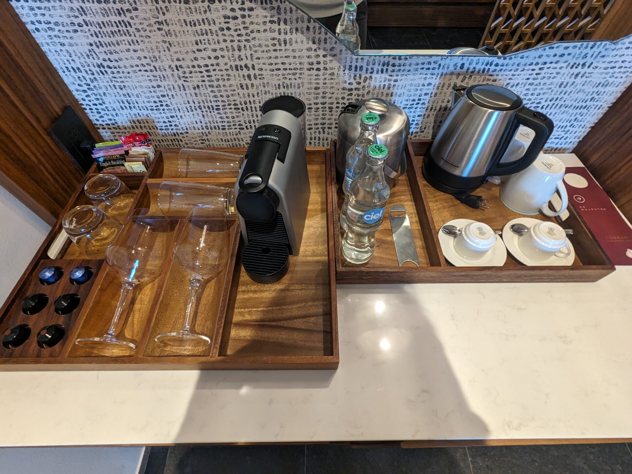 Conrad Tulum espresso maker and water