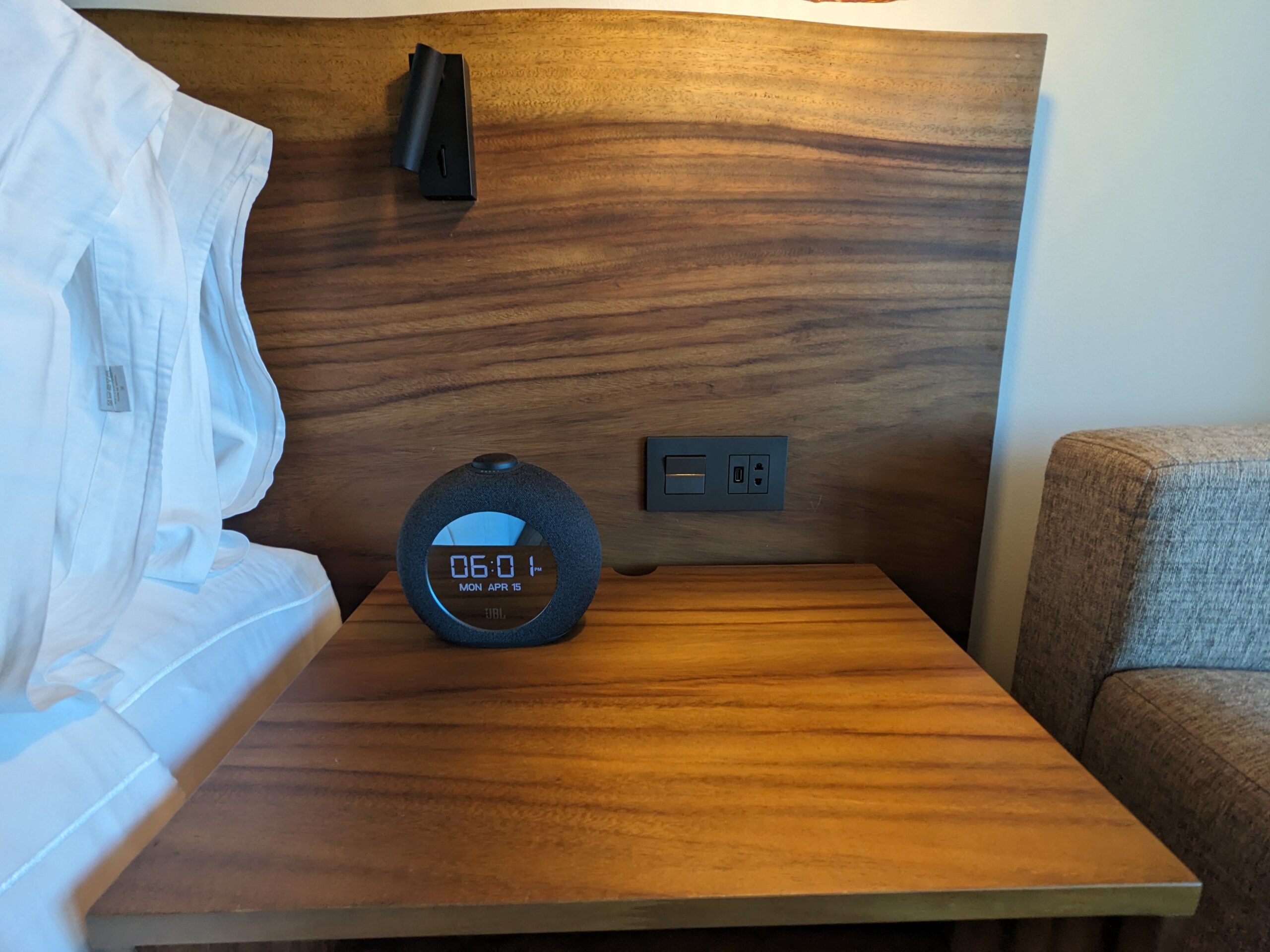 Conrad Tulum alarm clock and nightstand