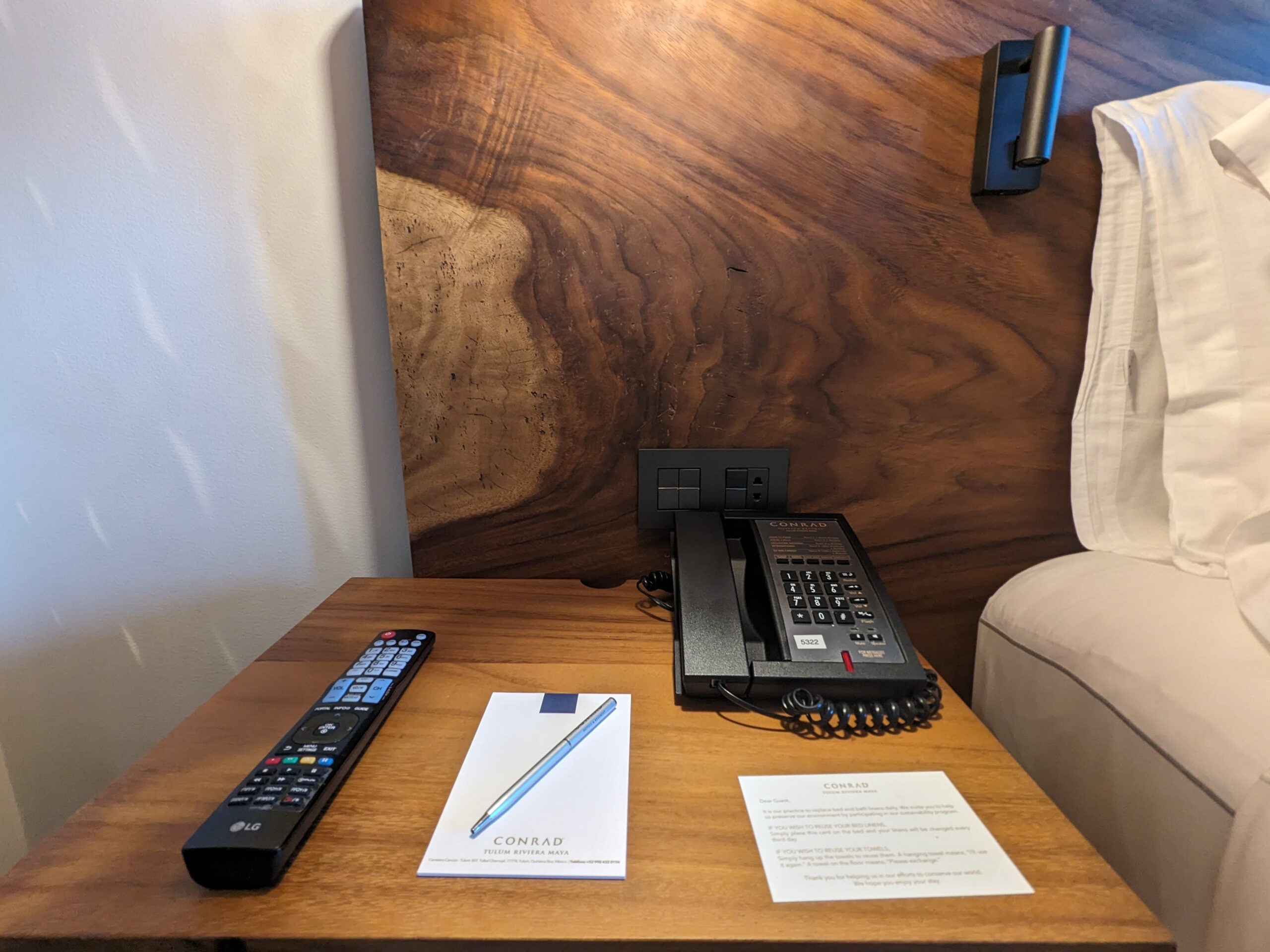 Conrad Tulum phone and nightstand