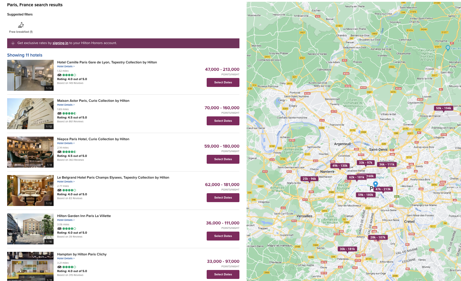 Hilton Points Explorer Paris