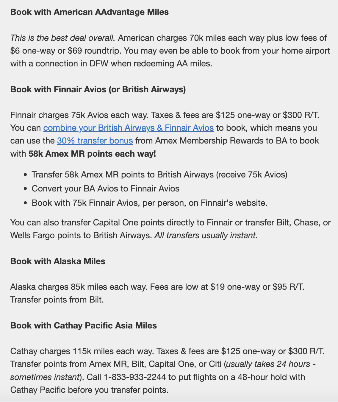 Cathay business class flight deal booking information