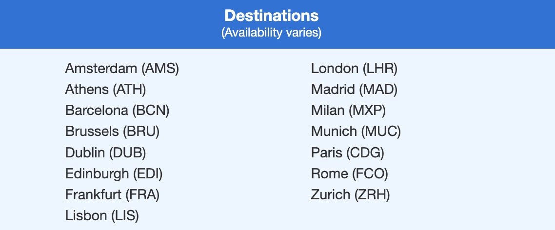 SkyMiles destinations