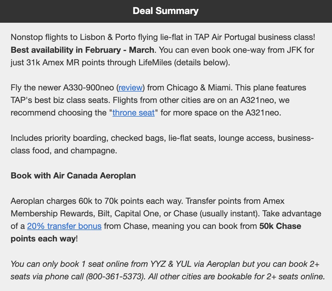 TAP Air Portugal business class