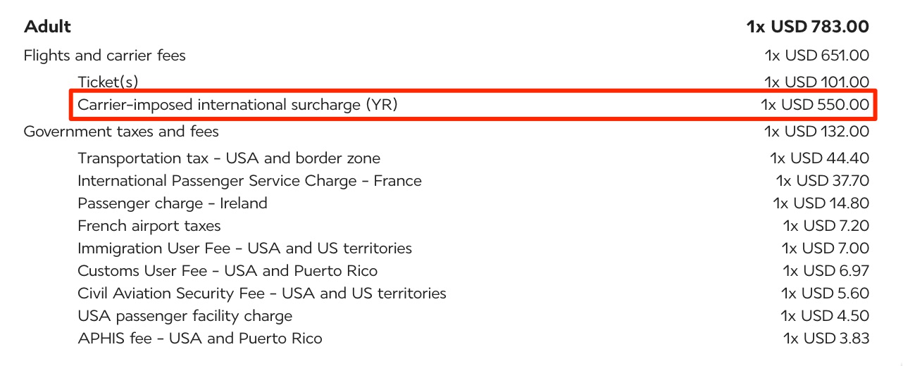 air france fare composition