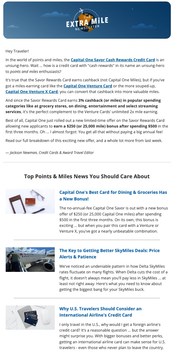extra mile newsletter