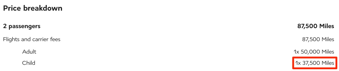 Air France biz class JFK-CDG child ticket