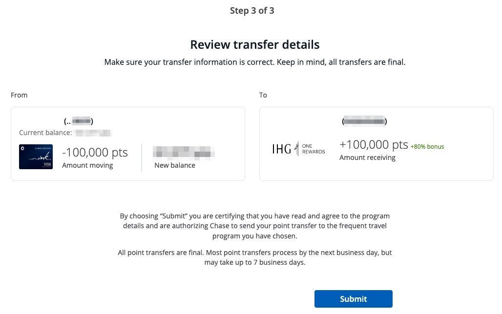 Chase to IHG Transfer 