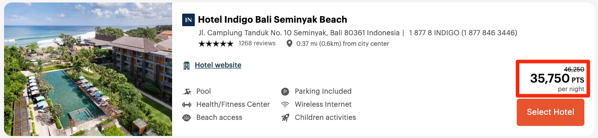 IHG 4th night free award pricing