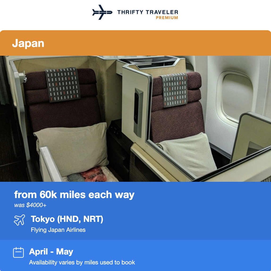 JAL business class