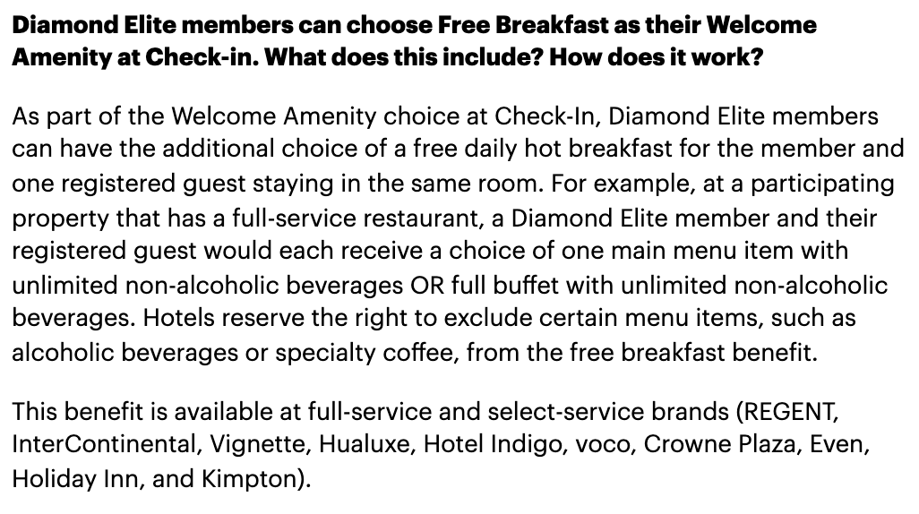 IHG Diamond Elite Benefit