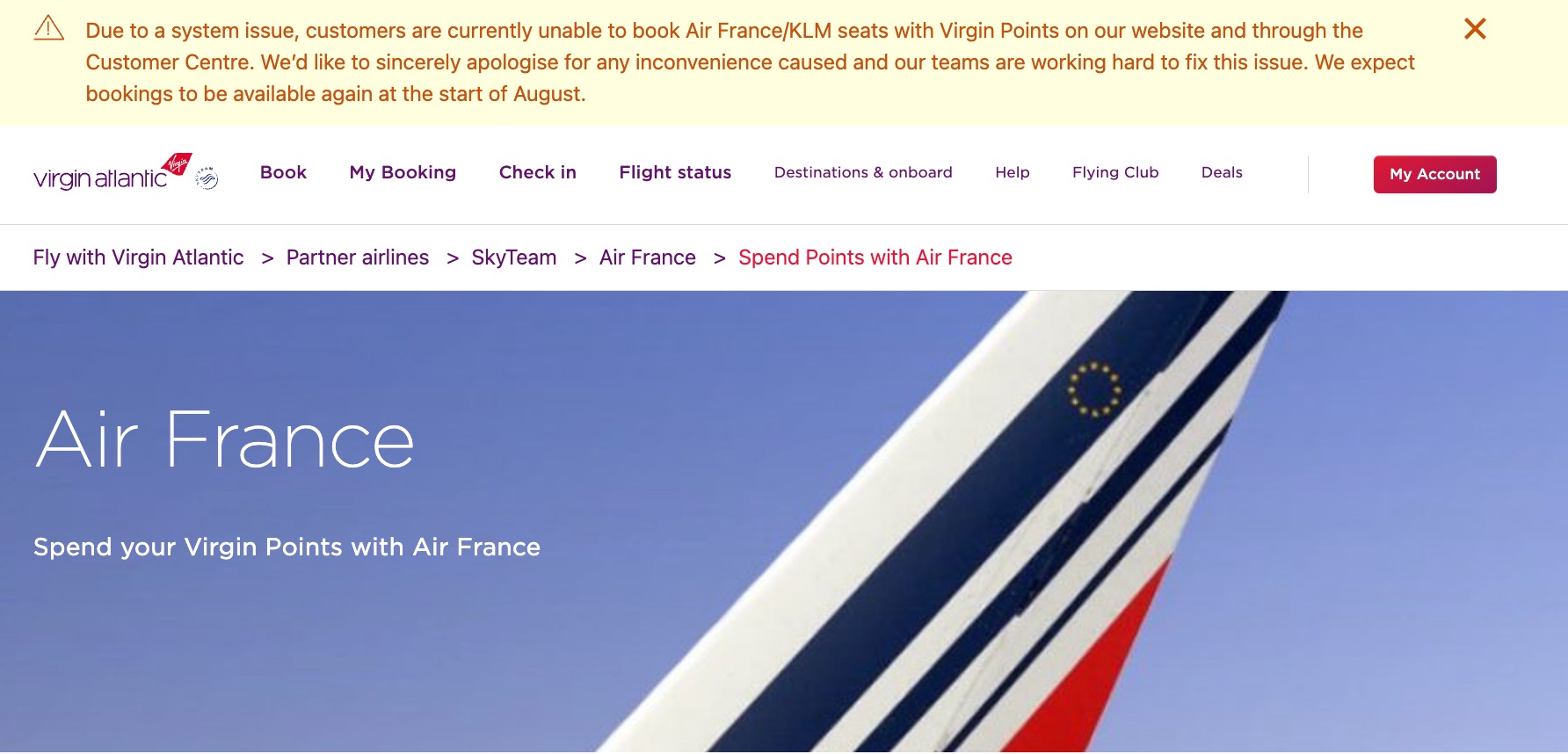 Virgin Atlantic Air France KLM issue
