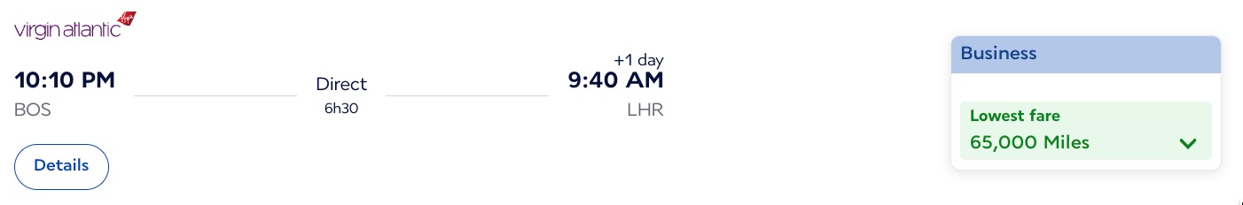 Booking Virgin Atlantic business class with Flying Blue miles