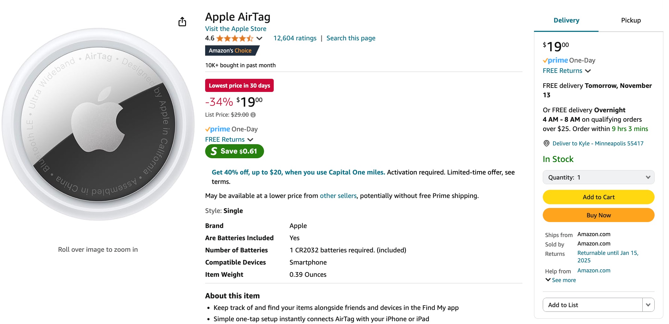 airtag for sale on amazon