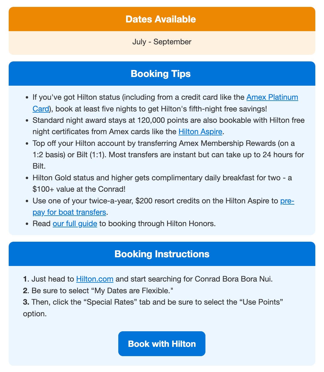 conrad bora bora nui booking instructions