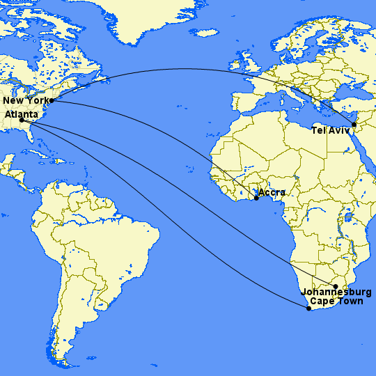 All the Routes Where You Can Fly Delta One Suites 37 delta africa middle east route map