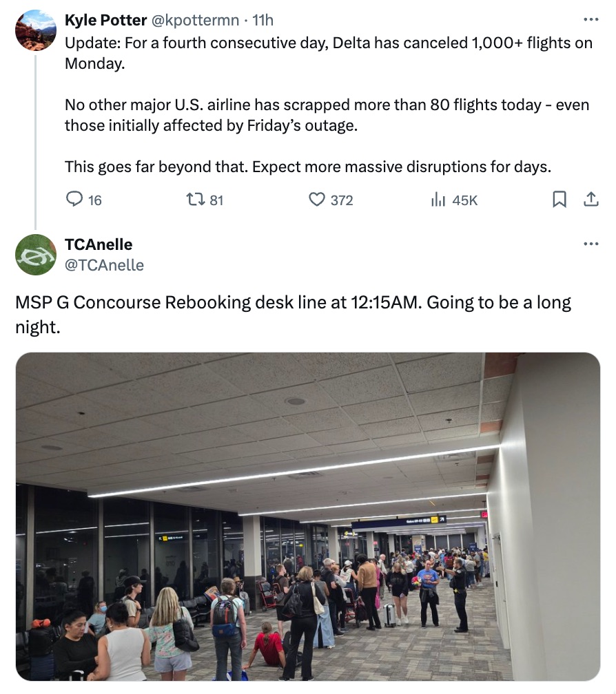 delta rebooking line at msp
