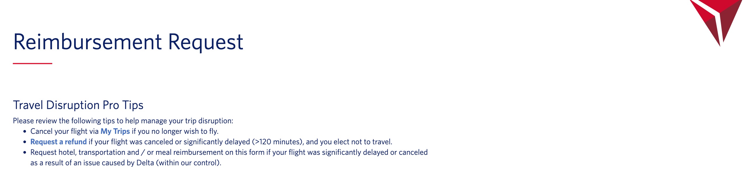 delta reimbursement form