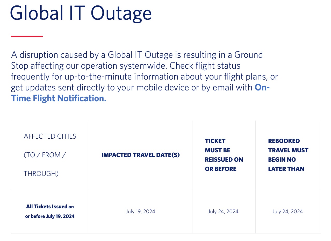 delta waiver outage