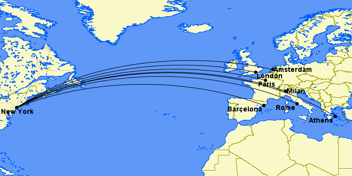 All the Routes Where You Can Fly Delta One Suites 31 jfk to europe map