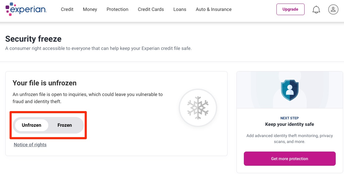 Create Experian Account Step 3
