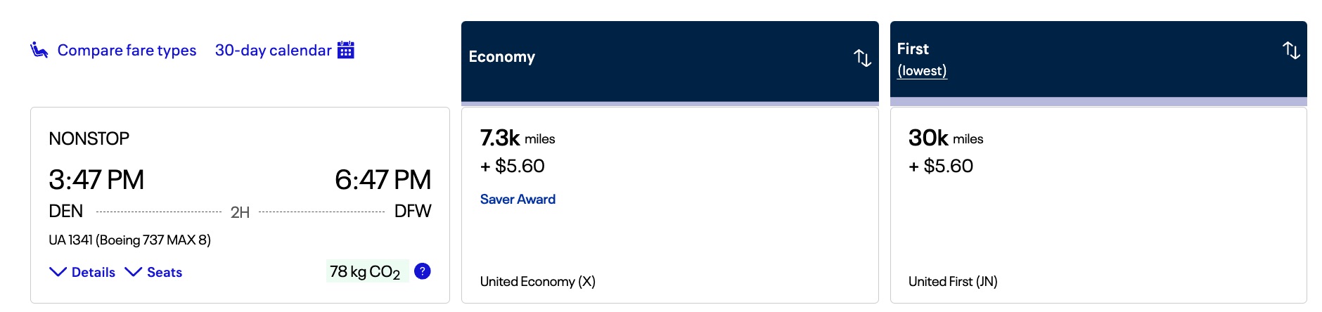 DEN-DFW United flights