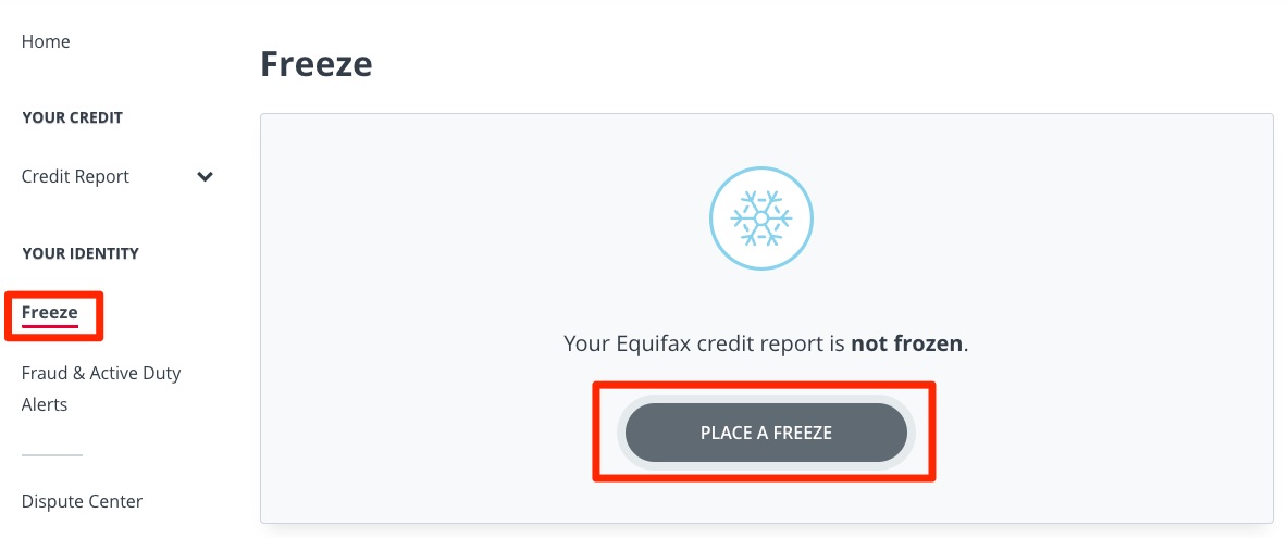 Equifax Credit Freeze