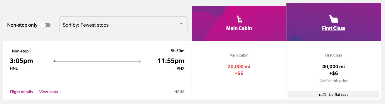Hawaiian Airlines Award HNL-PHX