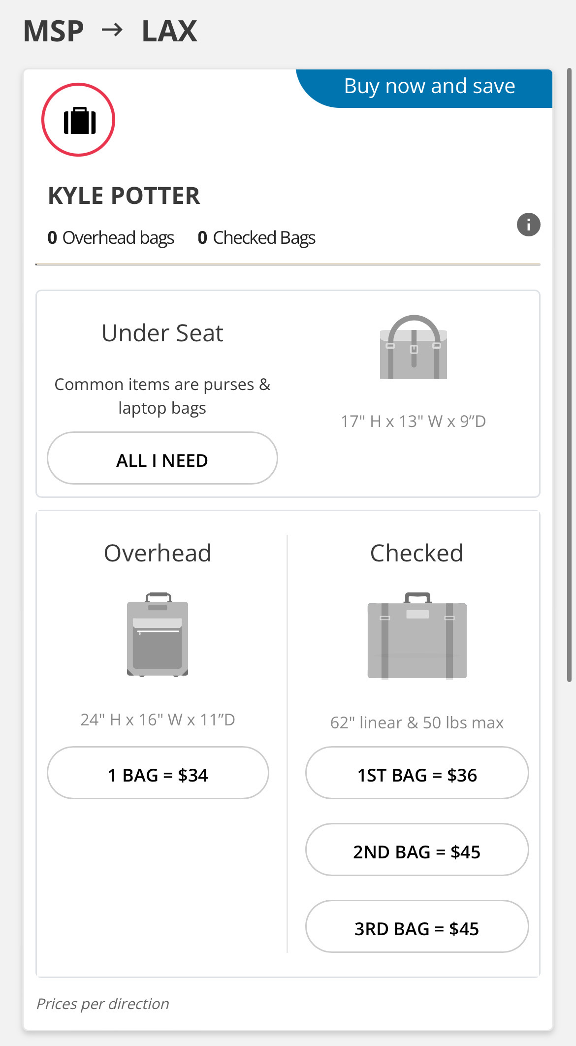 sun country bag fees