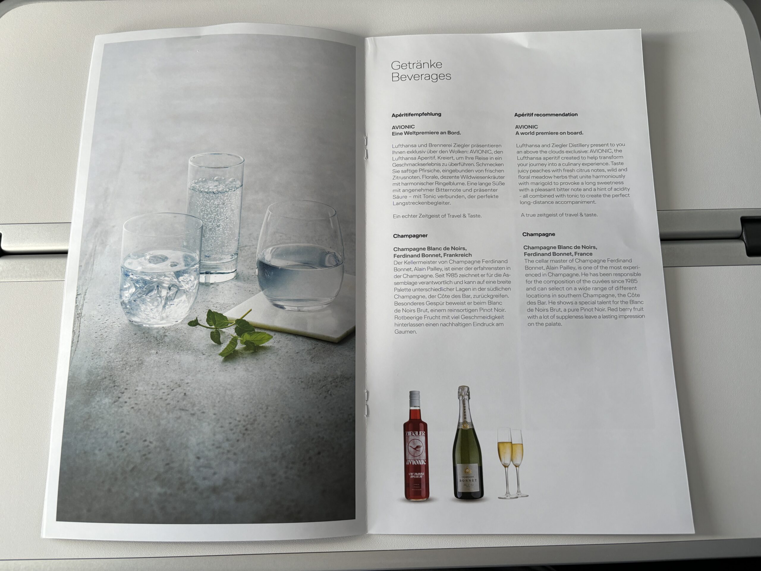 Lufthansa Business Class Menu