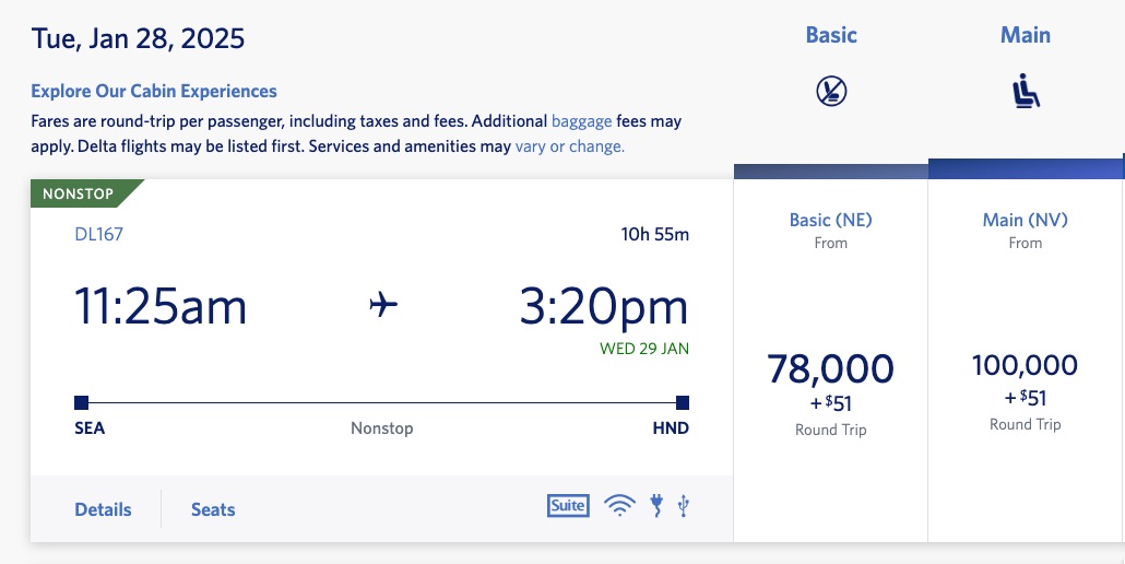 SEA-HND Delta SkyMiles RT