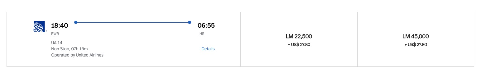 LifeMiles Polaris redemption from newark to london for 45,000 miles