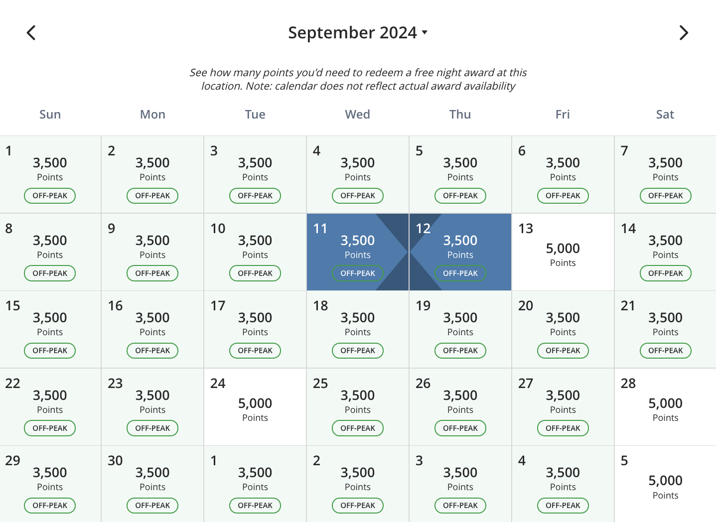 Hyatt Place Los Cabos calendar