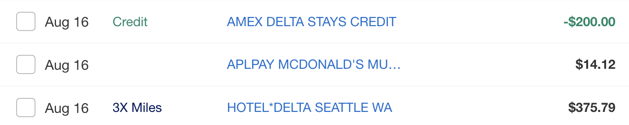Delta Stays credit
