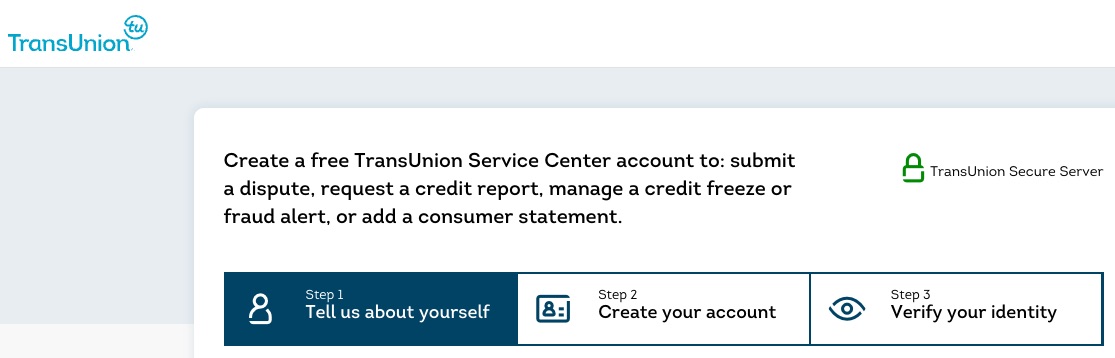 TransUnion Credit Freeze Step 1