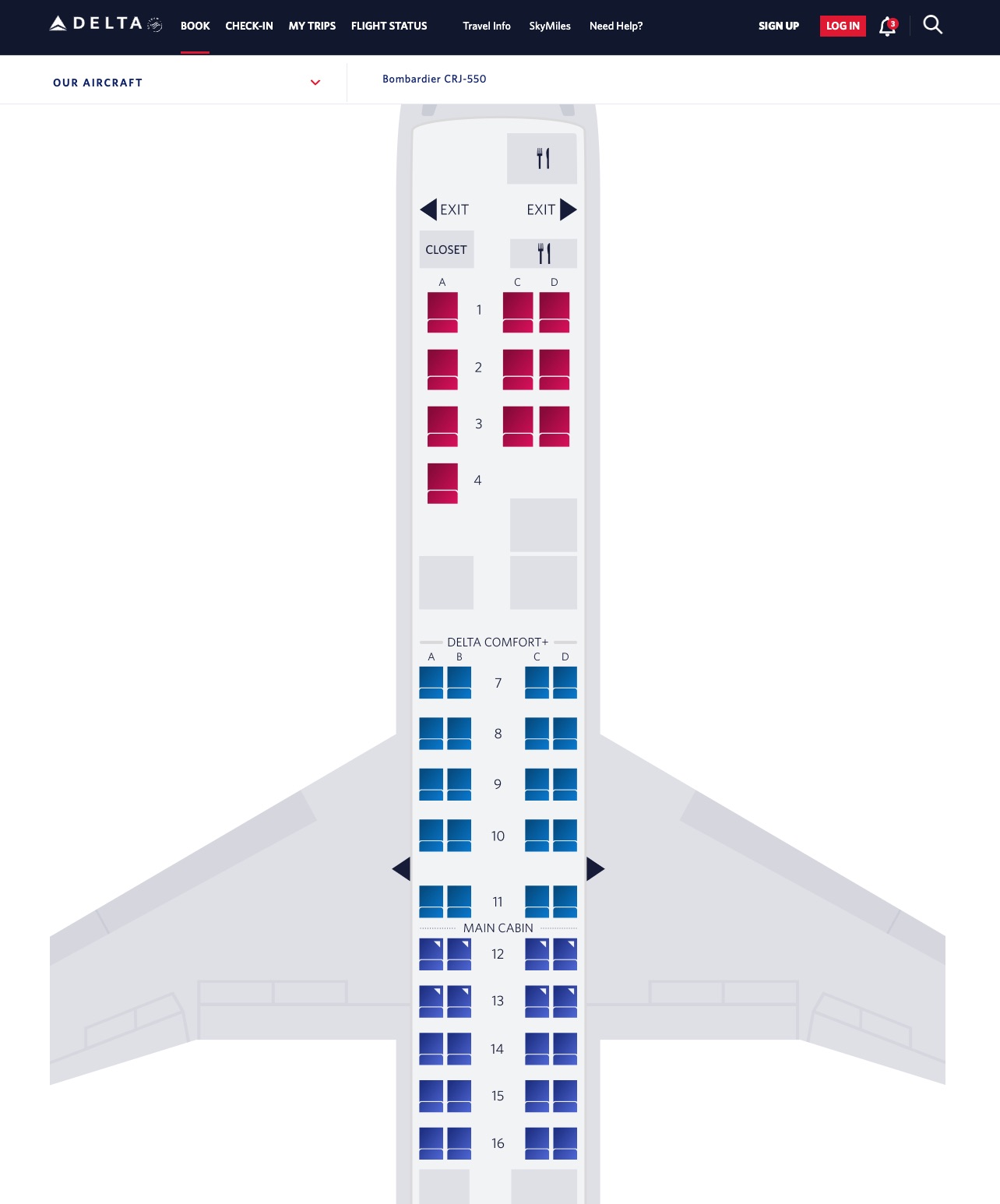 delta crj550 seat map
