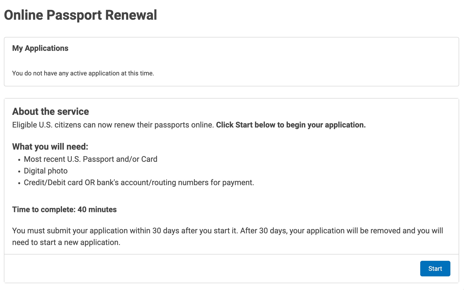 online passport renewal form
