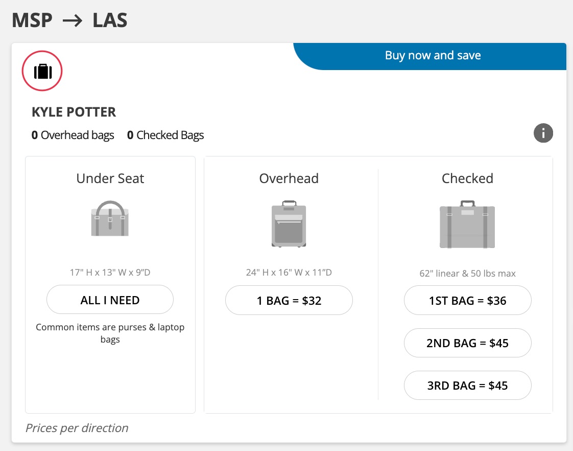 sun country las vegas bag fees