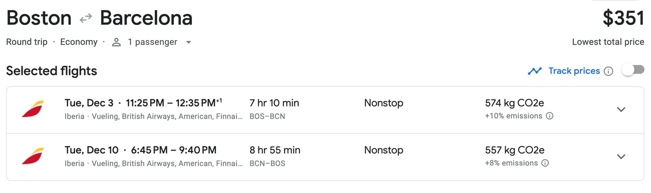 Boston (BOS) to Barcelona (BCN) Google Flights