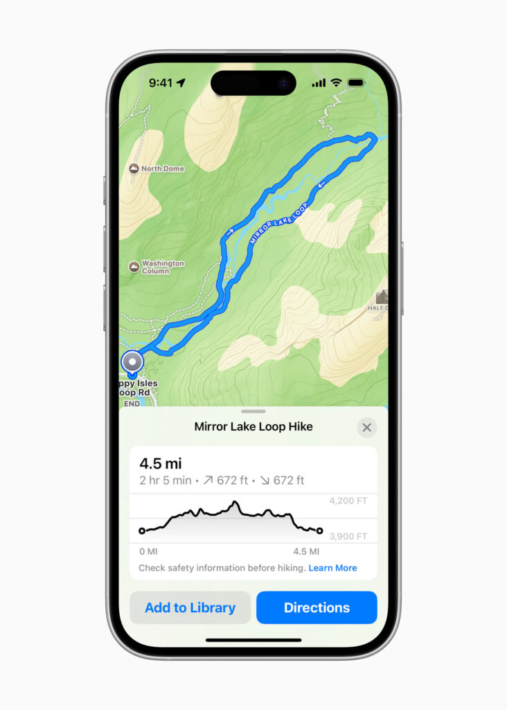 Apple Maps Mirror Lake Loop Hike