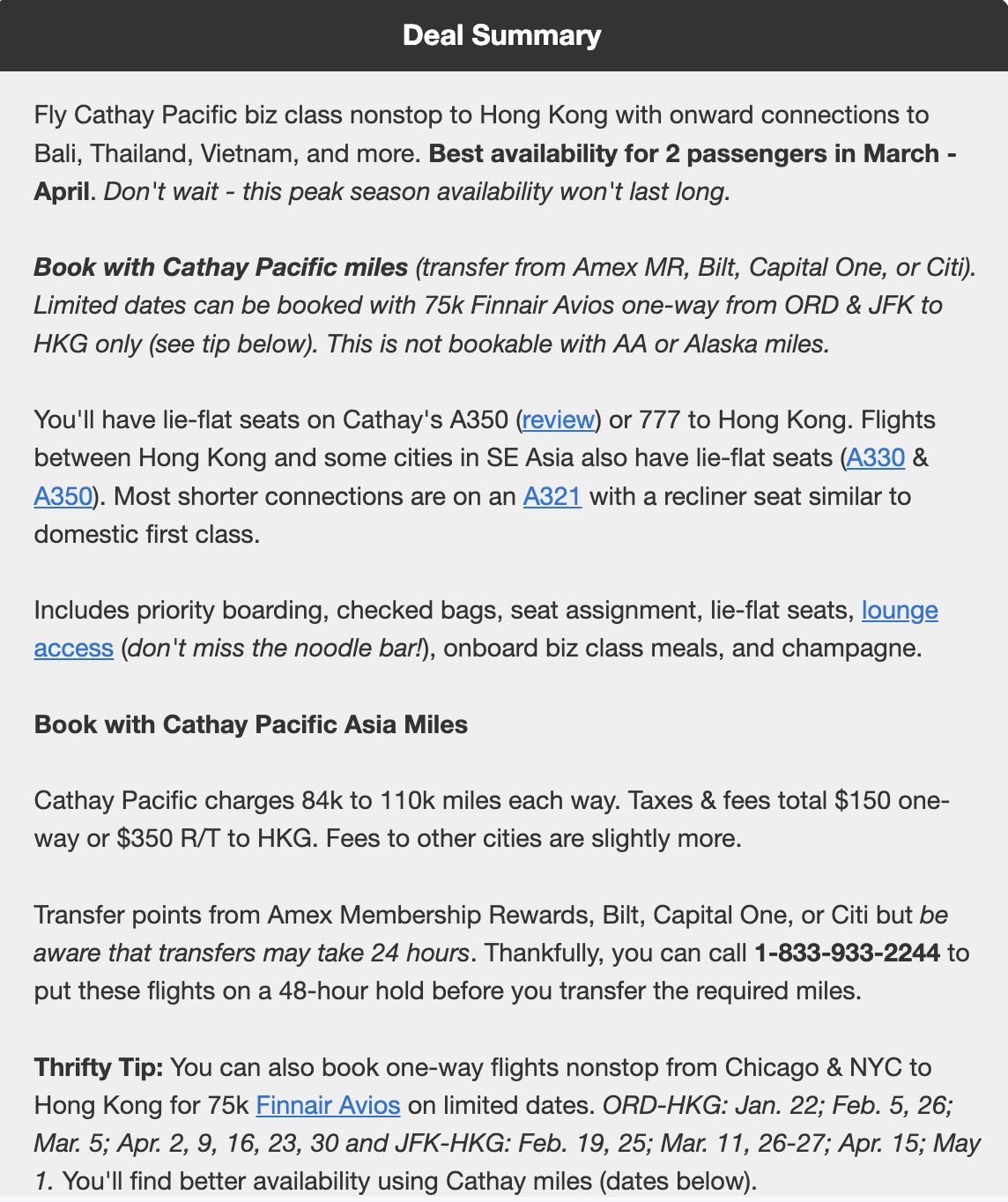 Cathay business class