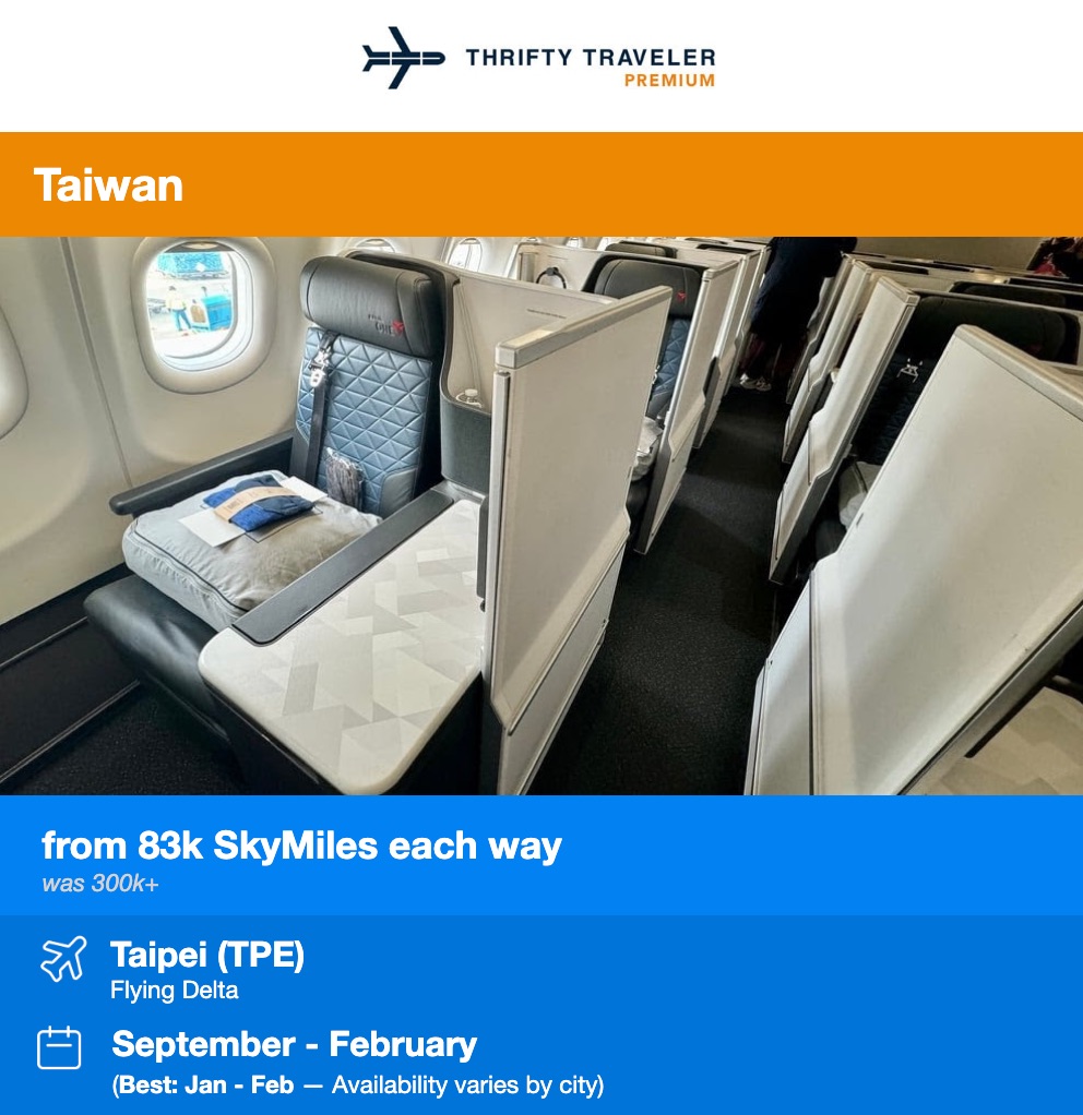 Delta One suites skymiles Taipei deal