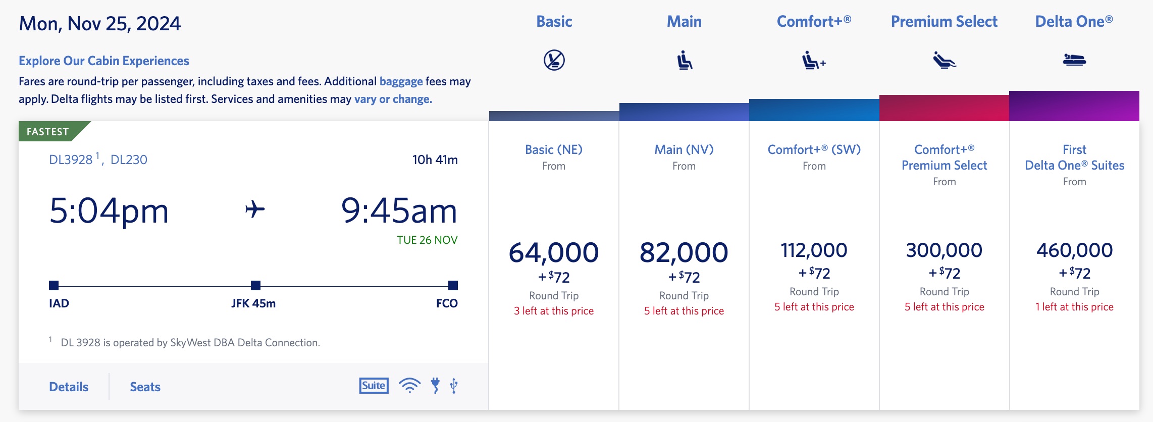 Delta SkyMiles IAD-FCO