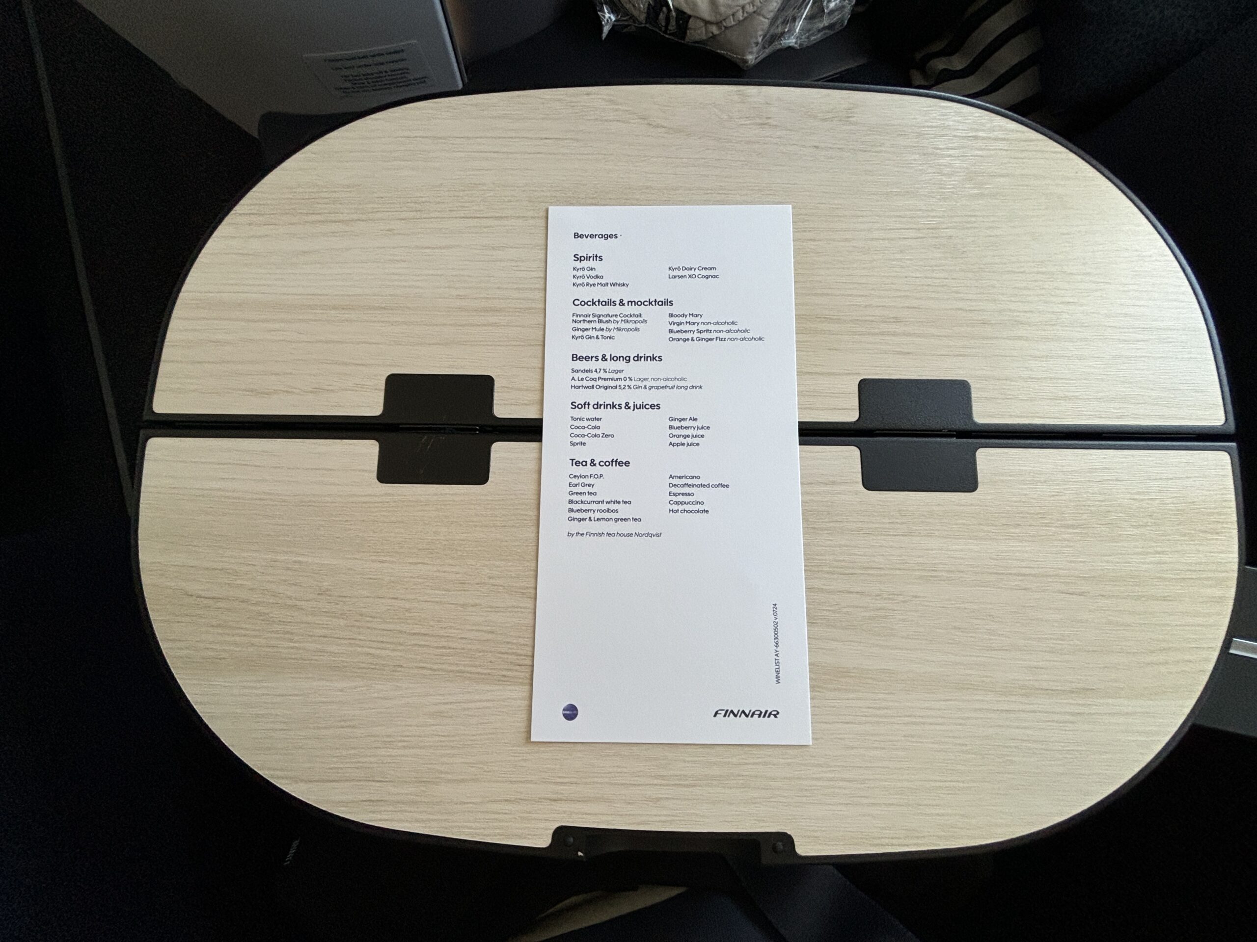 Finnair Business Class Menu