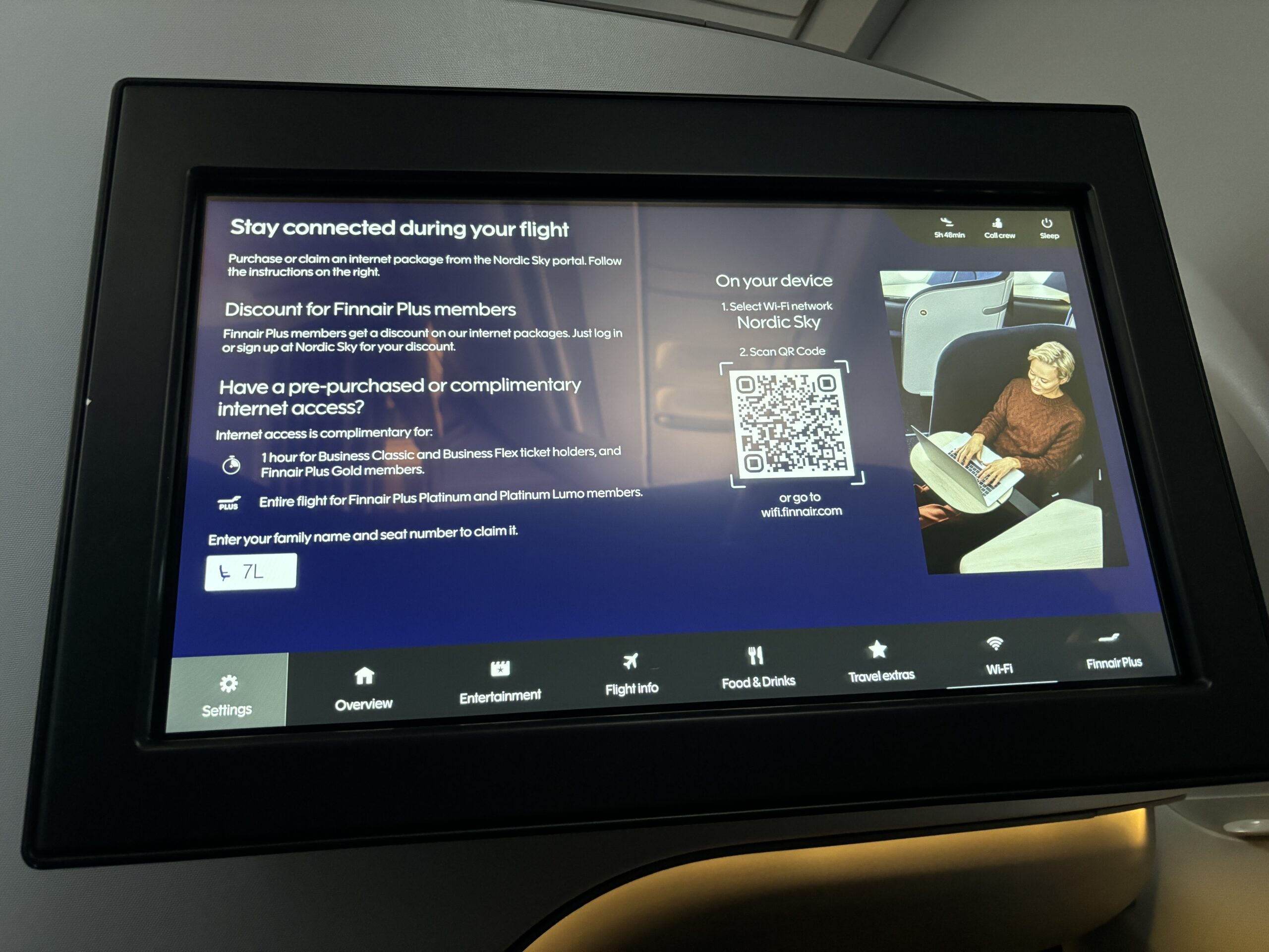 Finnair Business Class Entertainment