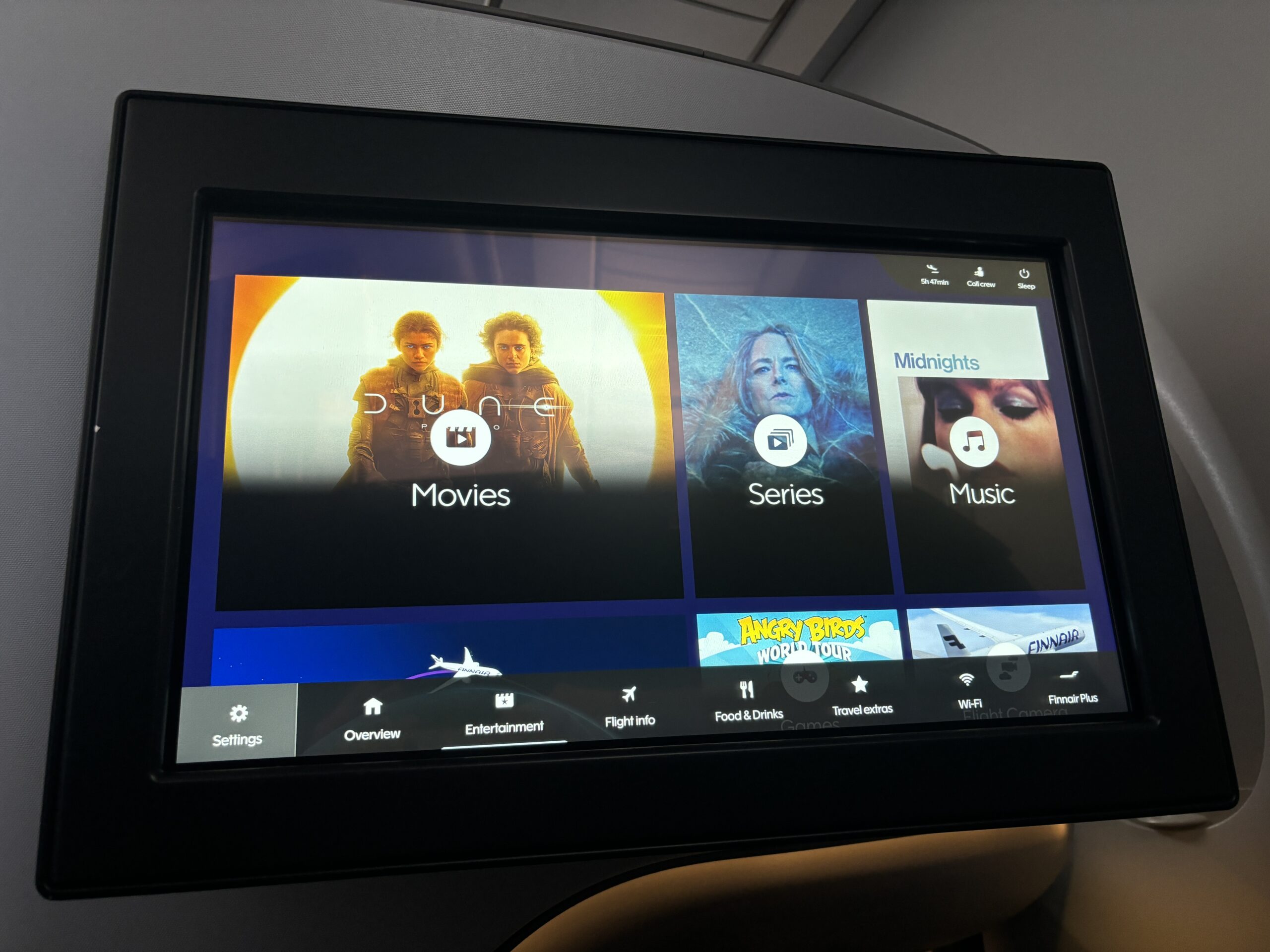 Finnair Business Class Entertainment