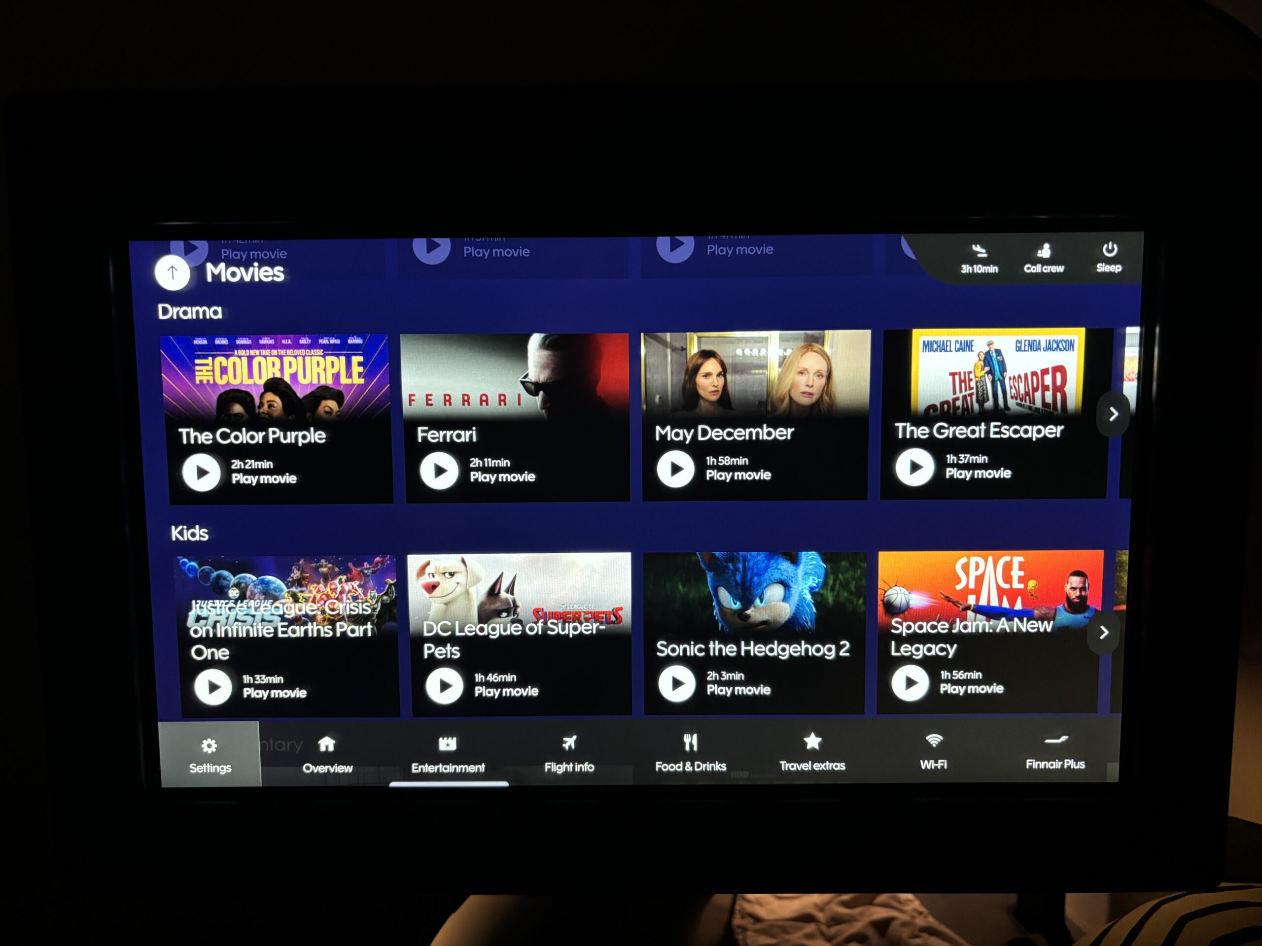 Finnair Business Class Entertainment