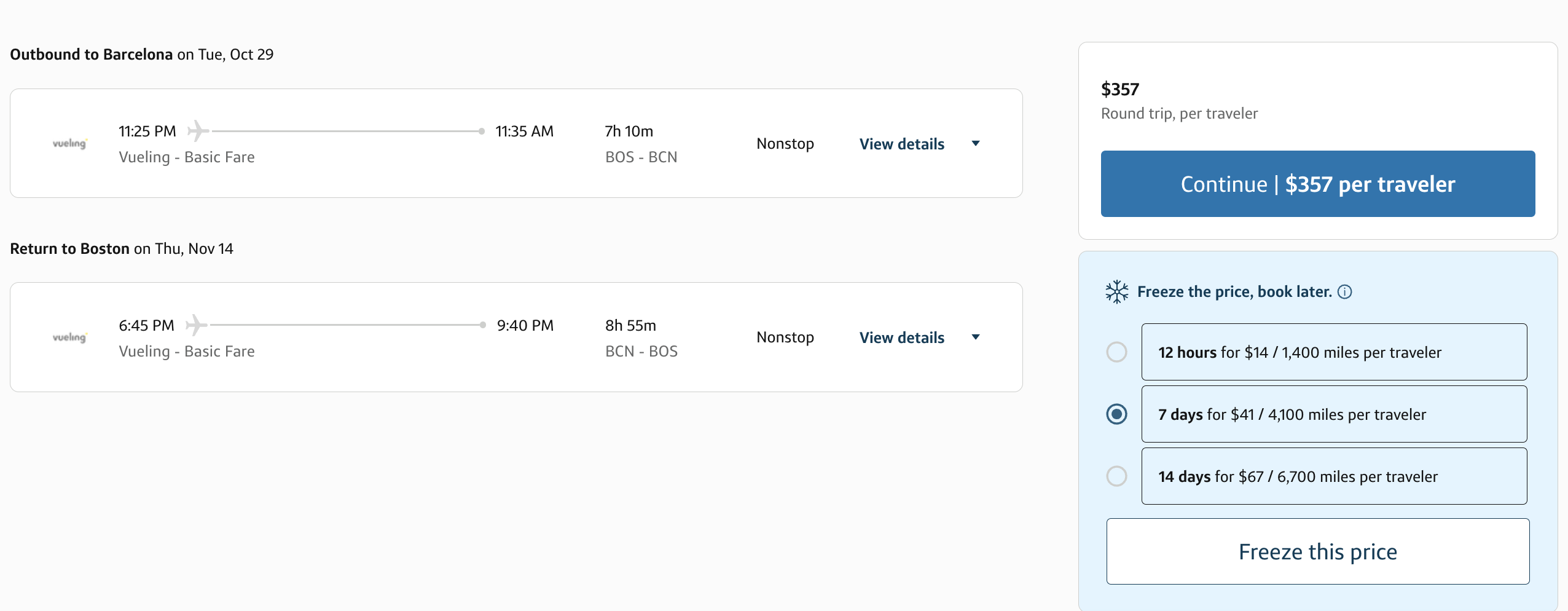 Iberia roundtrip flight