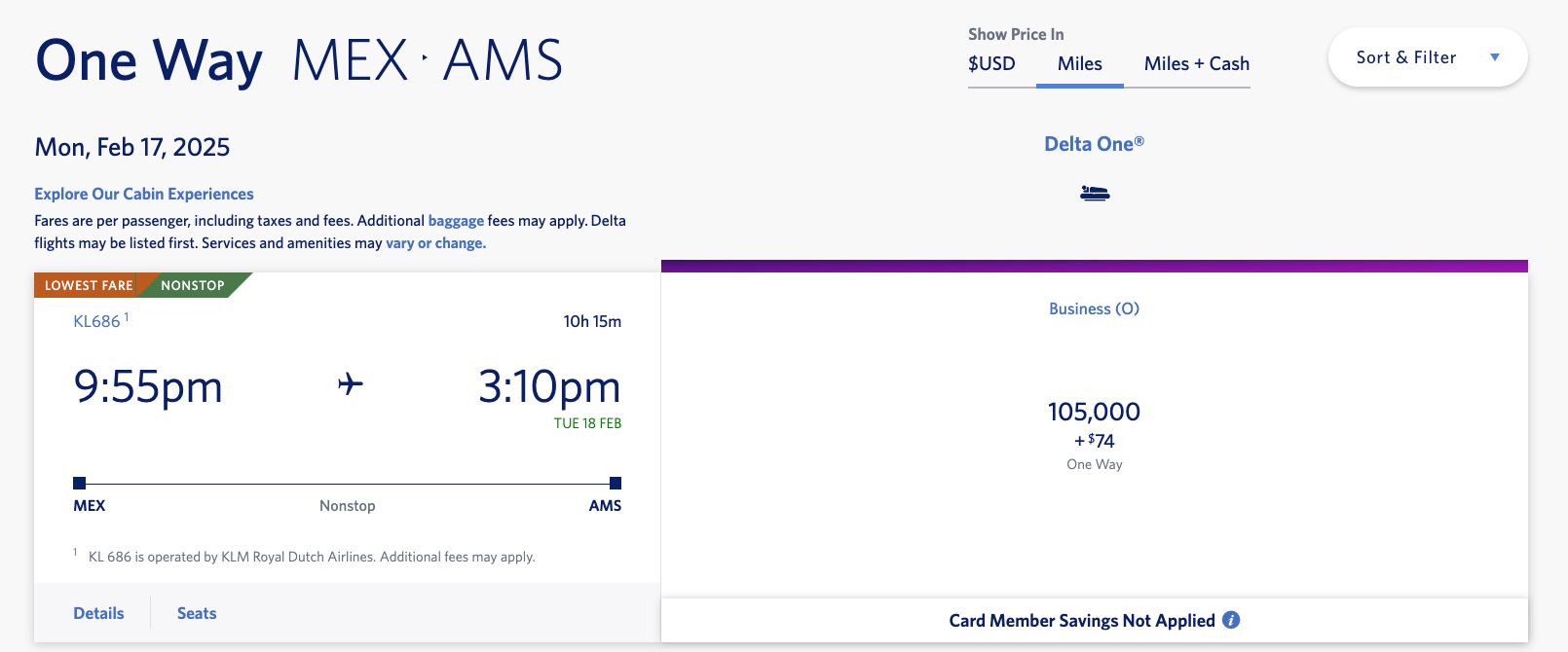 klm redemption skymiles