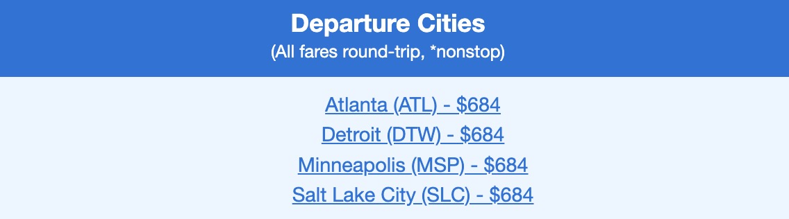 Airfare list of Brisbane flights